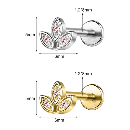 16g Bling Zircon Labret Ring Flat Back Stud Earring Conch Helix Lip Piercing