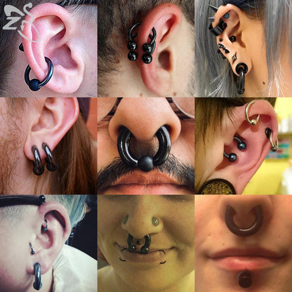 Large Size Nose Septum Rings Horseshoe Ring Piercing Stainless Steel Ear Piercing Plug Tunnel