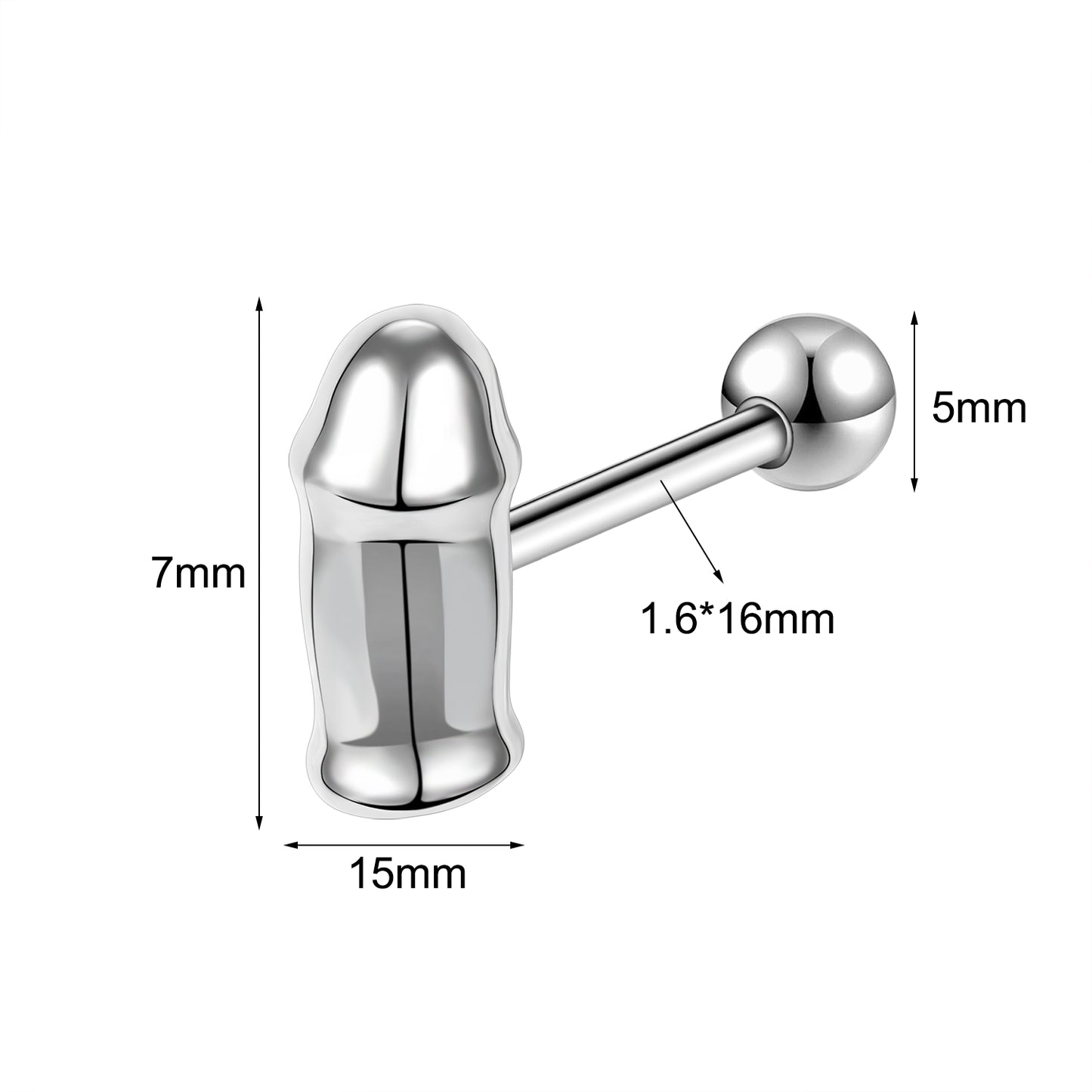 14g Threaded Tongue Ring Piercing Barbell Jewelry