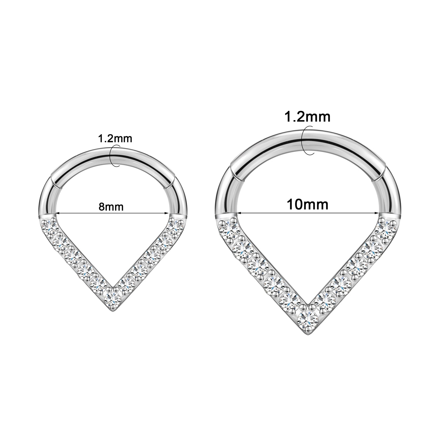 16g G23 TItanium Nose Ring Clear Zircon Septum Ring Piercing Jewelry