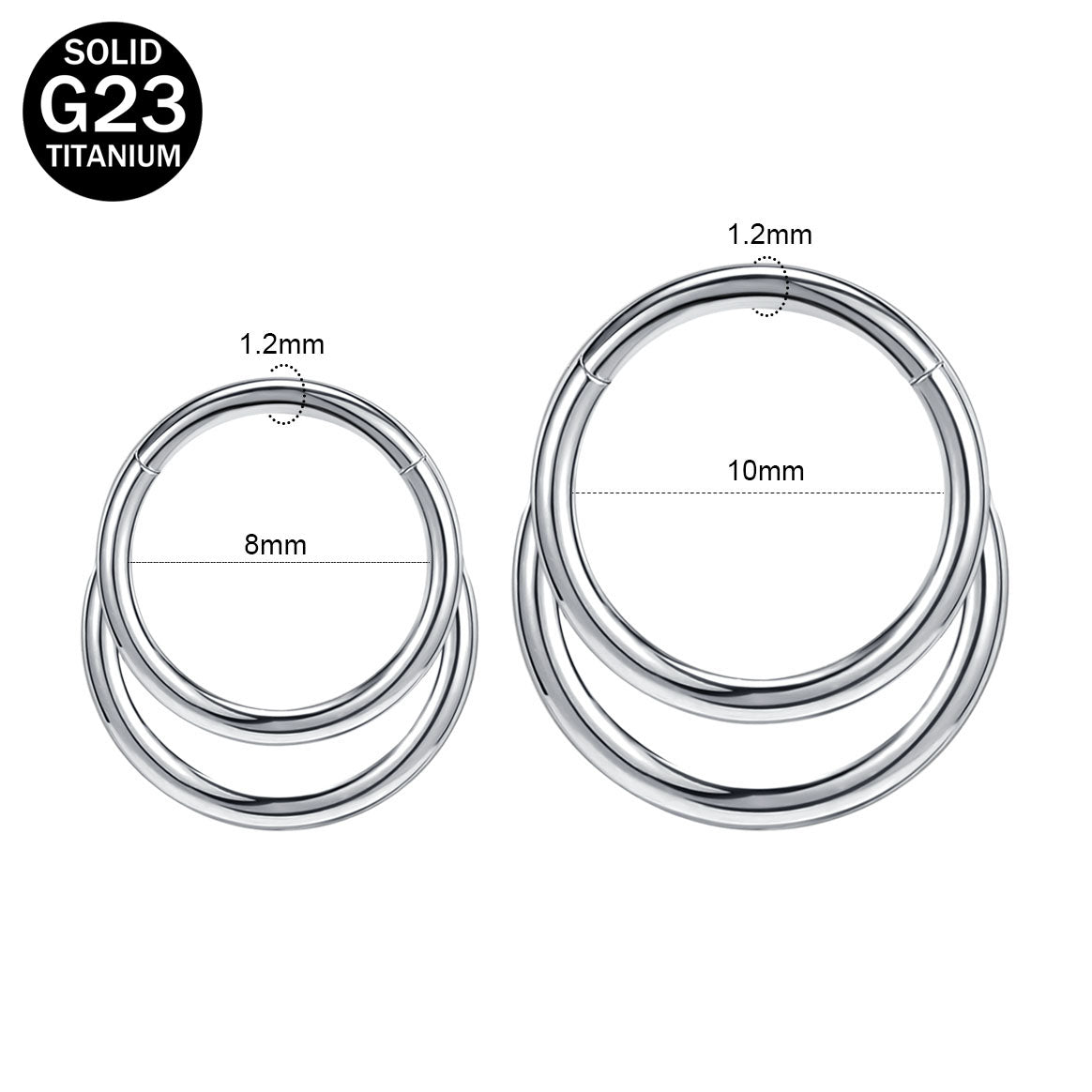 16g G23 TItanium Septum Ring Hinged Nose Ring Hoop Cartilage Earring