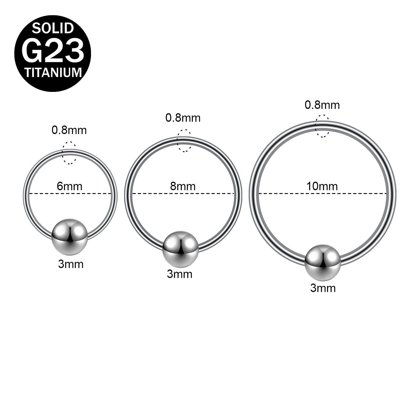 16g G23 TItanium Nose Ring CBR Septum Ring Piercing Jewelry