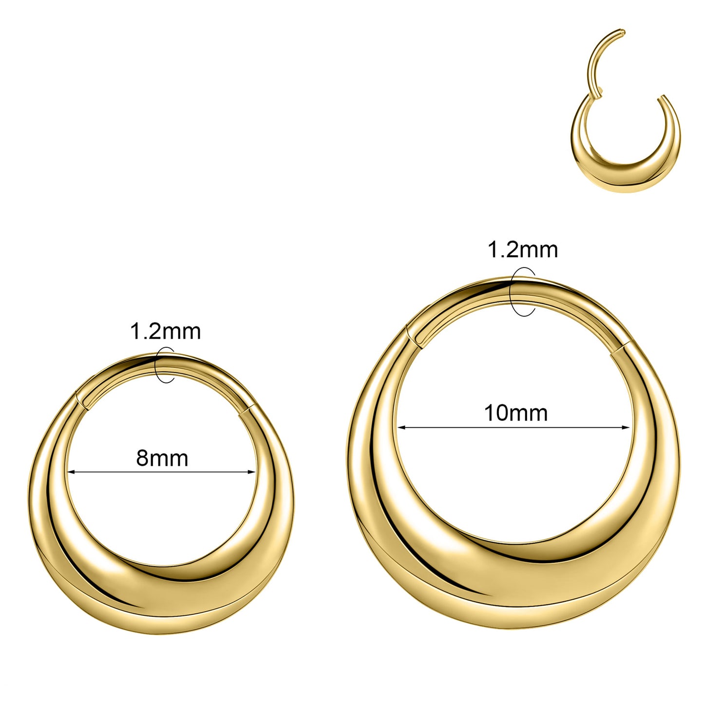 16g Hoop Nose Ring Hinged Septum Ring Piercing Jewelry