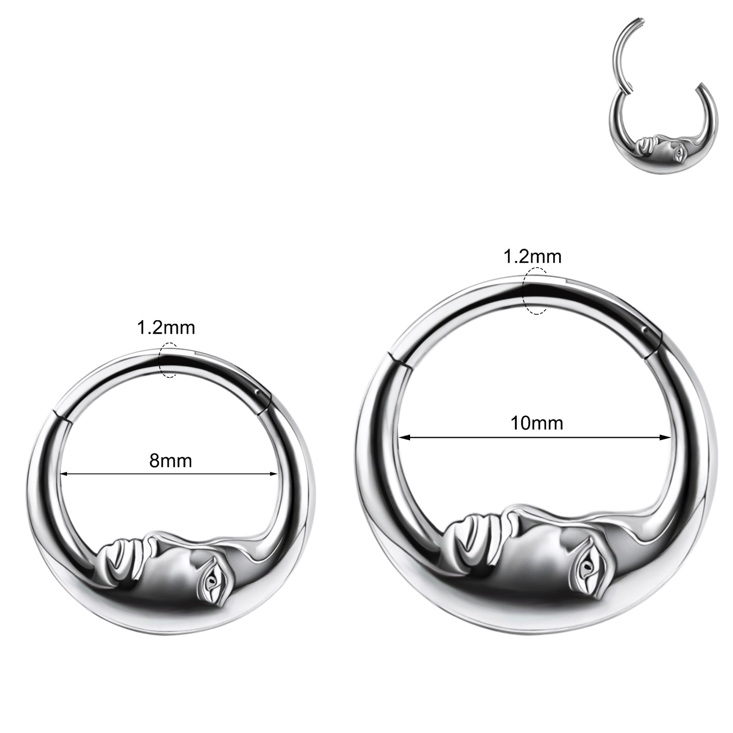 16g Moon Nose Ring Hinged Septum Ring Piercing Jewelry