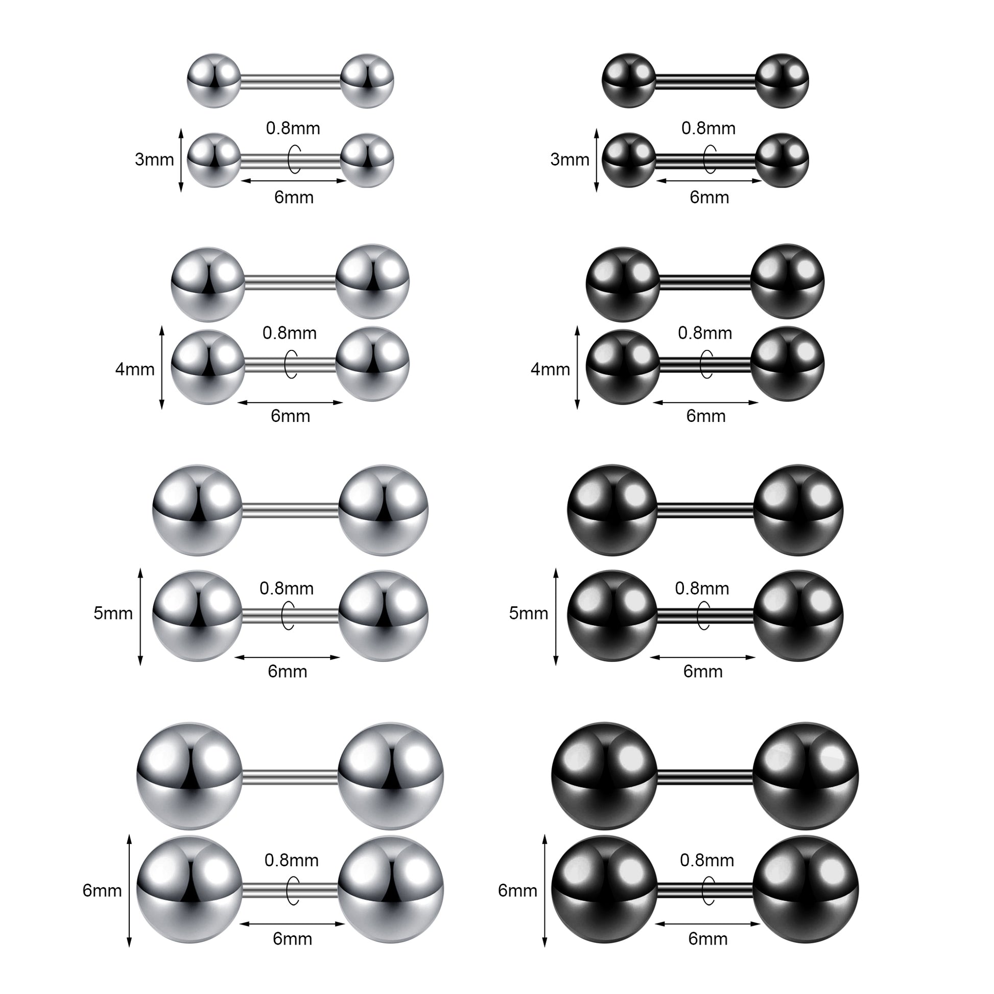 16pcs-set-ball-stud-earring-silver-black-ear-stud-economic-set