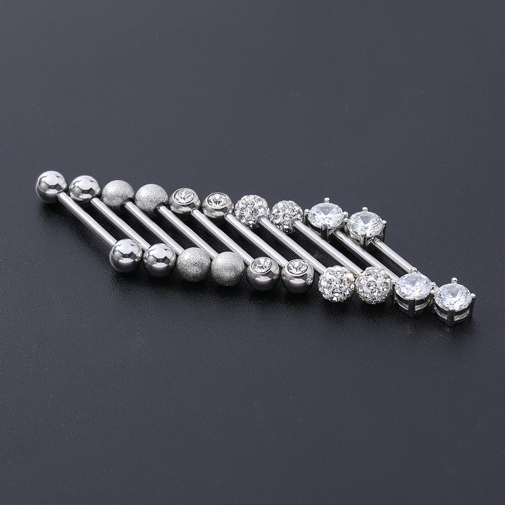 14g-Industrial-Barbell-Piercing-Round-Zirconia-Nipple-Tongue-Rings-Body-Jewelry-stud-earring-Cartilage