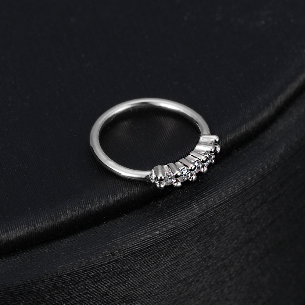 16G Ear Cartilage Piercing Helix Tragus Conch Earrings White Zirconia-Silver