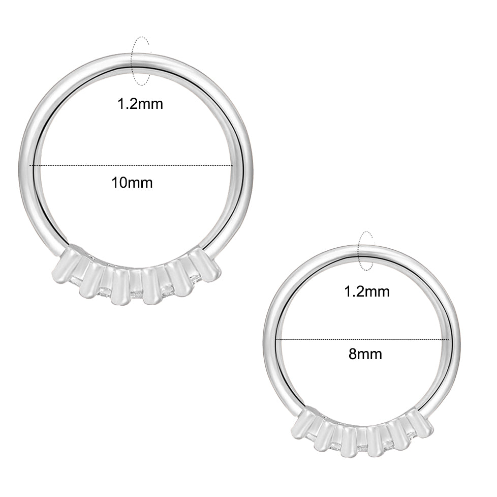 16G Ear Cartilage Piercing Helix Tragus Conch Earrings White Zirconia-Silver