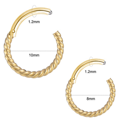 Twist 16G Nose Hoop Rings Septum Clicker Cartilage Helix Earrings Gold