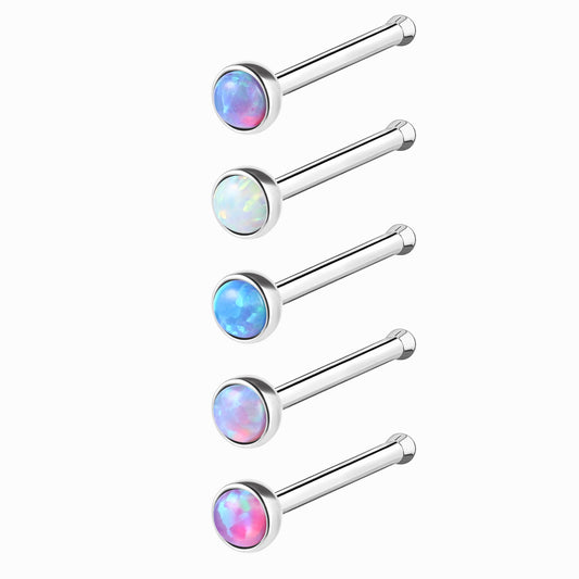 20g Nose Bone Piercing Natural Opal Stone Nose Stud