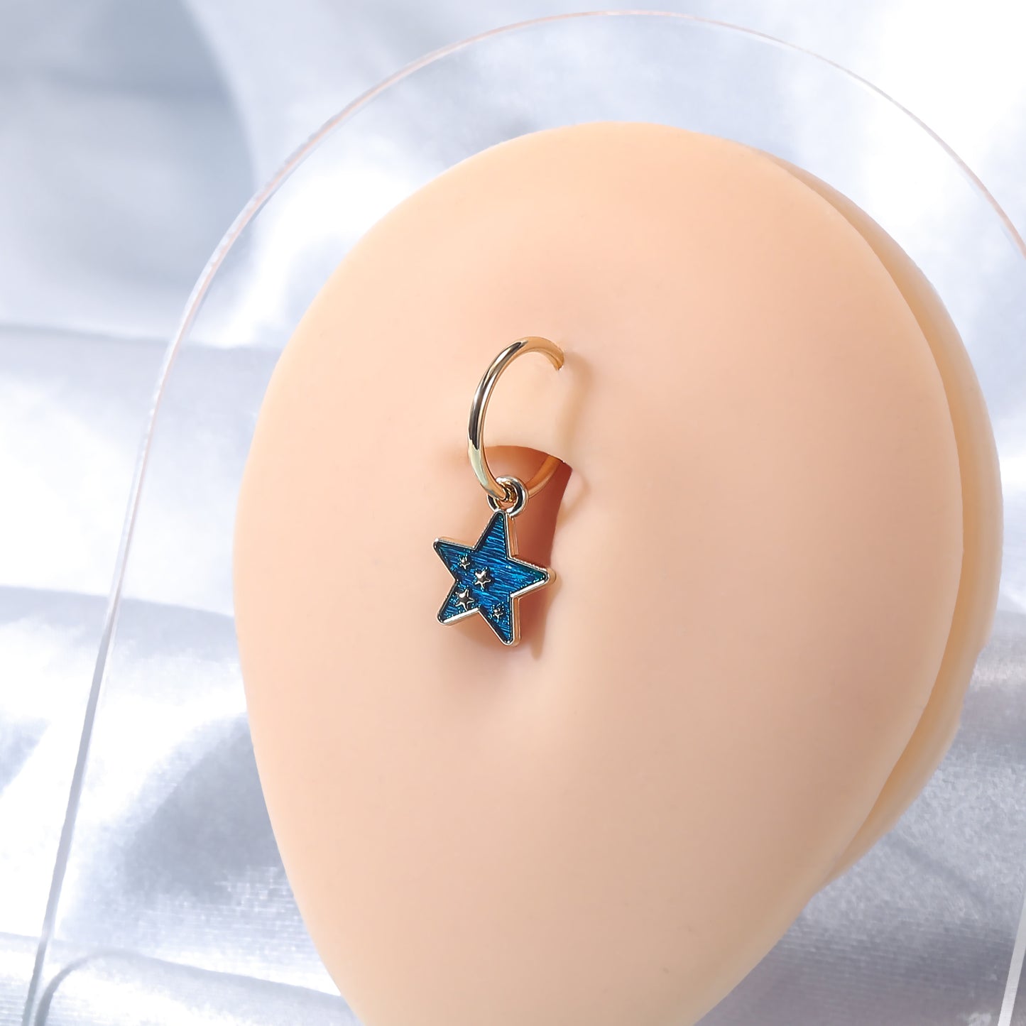 16g-blue-star-dangle-belly-button-rings-gold-hoop-belly-navel-piercing