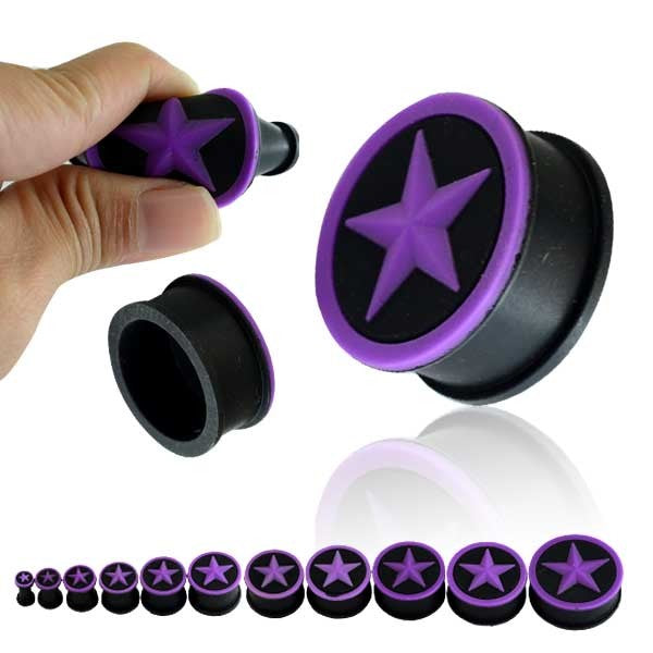 4-26mm Purple Star Silicone Ear Plugs Gauge