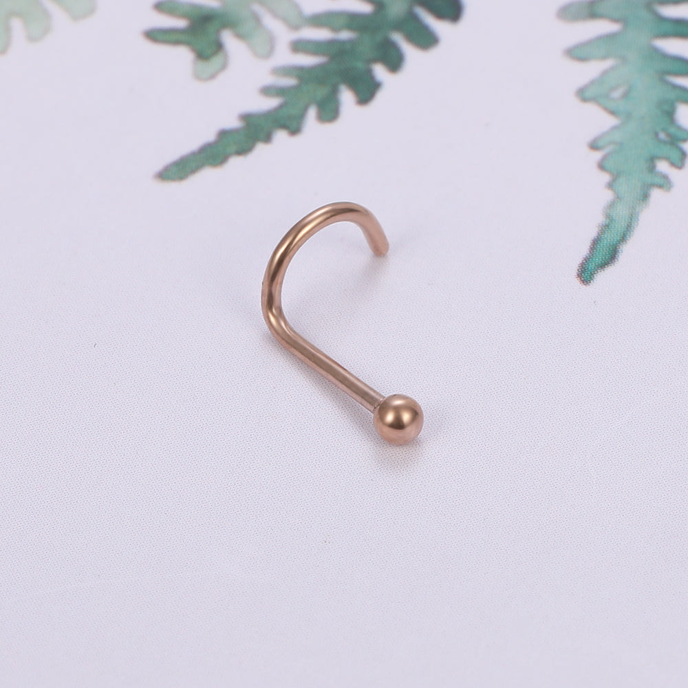 4 pcs/set 20g Thin Rose Gold Nose Rings Piercing Crystal Zirconia Curve Nose Studs-Economic Set