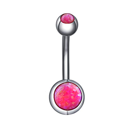 14g Fire Opal Belly Button Rings Surgical Steel Belly Navel Ring