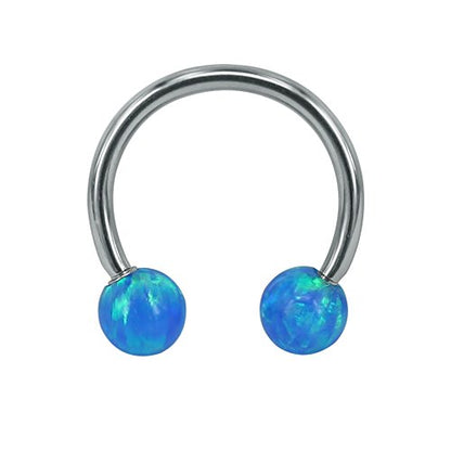 16G Opal Stainless Steel Horseshoe Circular Barbell Nose Septum Hoop Ring Lip Helix Base Piercing