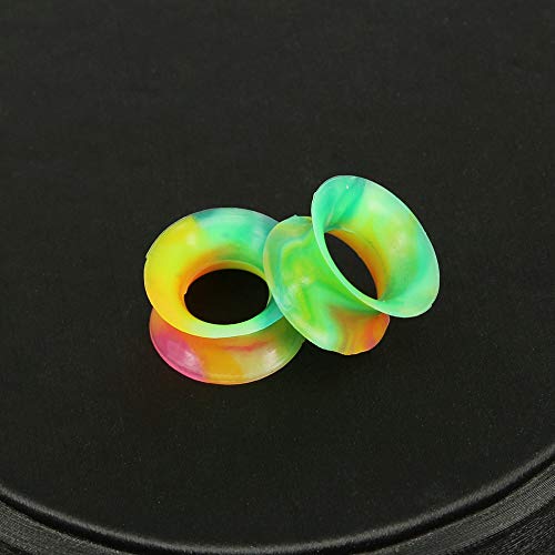 9 Pairs Thin Silicone Flexible Colorful Ear Tunnels Double Flared Expander Ear Gauges-Economic Set