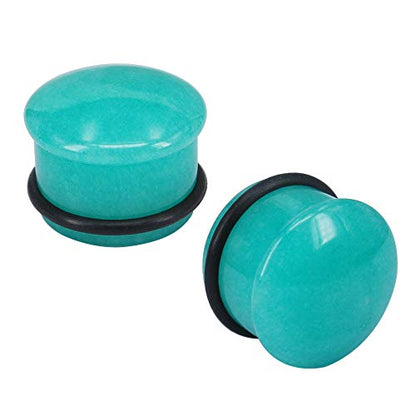 Mozambique Amazonite Natural Stone Ear Plug Gauge Single Flare Ear Expander