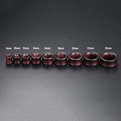 ZS Vintage Natural Brown Wood Organic Ear Tunnel Plugs Stretcher Gauges for Men and Women