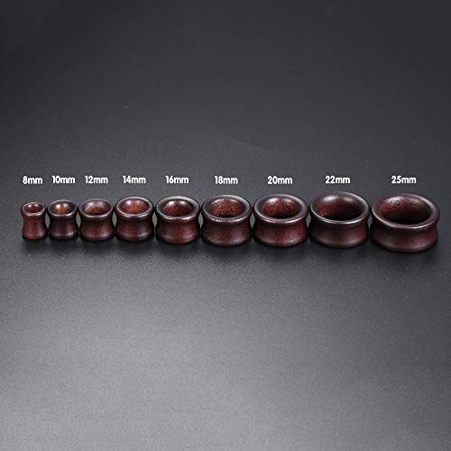 ZS Vintage Natural Brown Wood Organic Ear Tunnel Plugs Stretcher Gauges for Men and Women