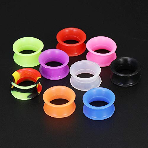 9 Pair Silicone Flexible Thin Ear Plugs Tunnels Double Flared Expander Ear Gauges-Economic Set