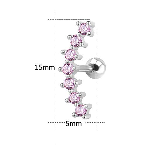 CZ Curve Stud Earrings 316L Stainless Steel Ear Helix Conch Cartilage Piercing