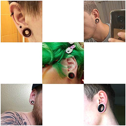 ZS Vintage Natural Brown Wood Organic Ear Tunnel Plugs Stretcher Gauges for Men and Women