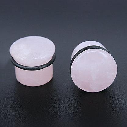 6 Pairs Mixed Stone Single Flare Ear Plugs Gauges with Silicone O-Ring - Economic Set