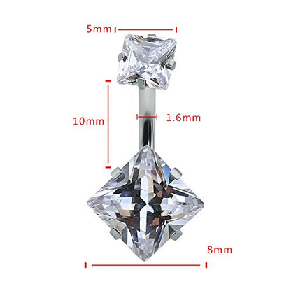 10pcs Round, Heart, Square, Star Cubic Zirconia Belly Button Rings-Economic Set