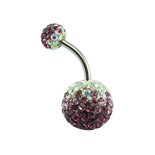 Crystal Ferido Ball Belly Button Ring with Gradual Color Navel Ring for Women/Girl