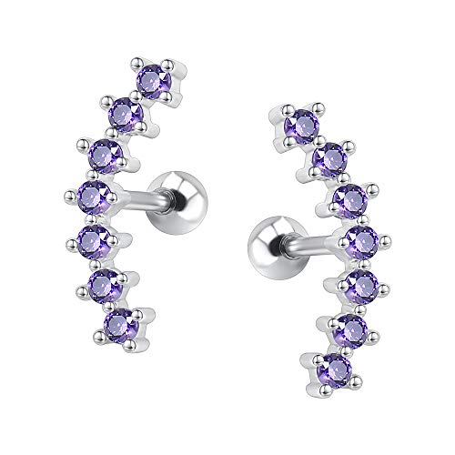 CZ Curve Stud Earrings 316L Stainless Steel Ear Helix Conch Cartilage Piercing