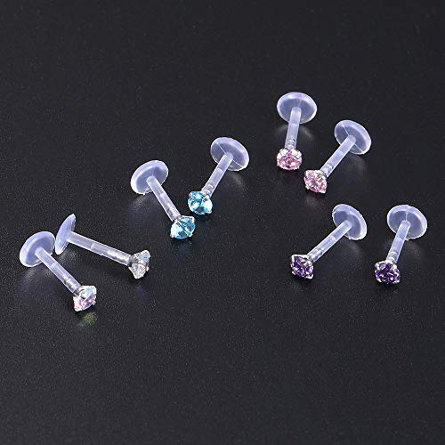 10-12Pcs 16G Bioflex Labret Monroe Lip Ring Helix Tragus Cartilage Piercing Earrings -Economic Set