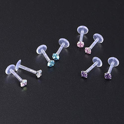 10-12Pcs 16G Bioflex Labret Monroe Lip Ring Helix Tragus Cartilage Piercing Earrings -Economic Set