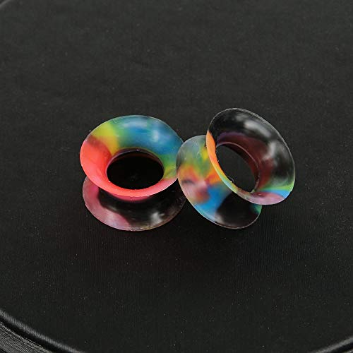 9 Pairs Thin Silicone Flexible Colorful Ear Tunnels Double Flared Expander Ear Gauges-Economic Set