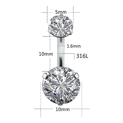 10pcs Round, Heart, Square, Star Cubic Zirconia Belly Button Rings-Economic Set