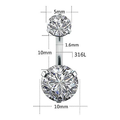 10pcs Round, Heart, Square, Star Cubic Zirconia Belly Button Rings-Economic Set