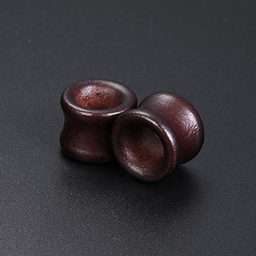 ZS Vintage Natural Brown Wood Organic Ear Tunnel Plugs Stretcher Gauges for Men and Women