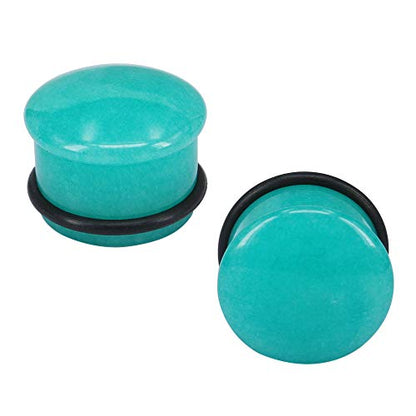 Mozambique Amazonite Natural Stone Ear Plug Gauge Single Flare Ear Expander