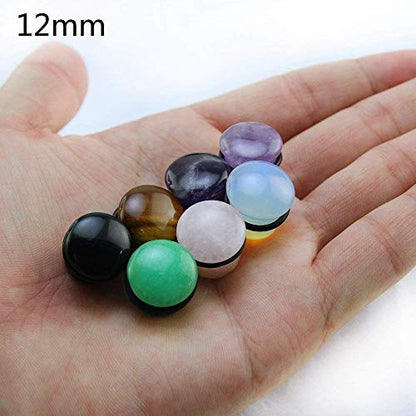 6 Pairs Mixed Stone Single Flare Ear Plugs Gauges with Silicone O-Ring - Economic Set