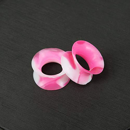 9 Pairs Thin Silicone Flexible Colorful Ear Tunnels Double Flared Expander Ear Gauges-Economic Set