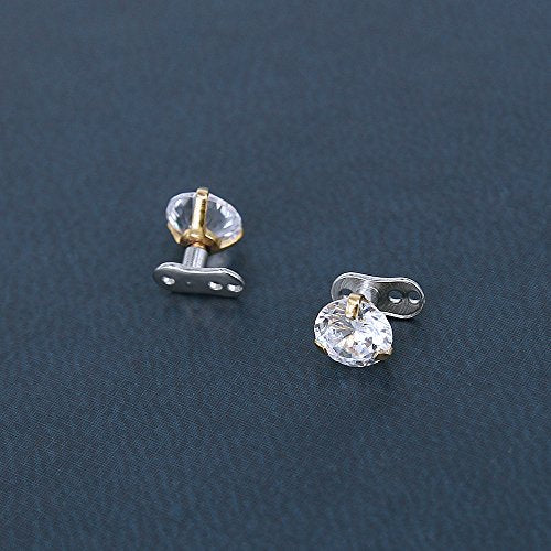 4Pcs 14g Surgical Steel Cubic Zirconia Dermal Anchor Micro dermals Piercing-Economic Set