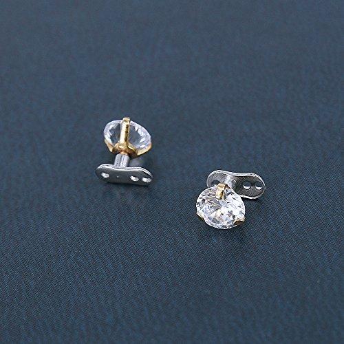 2Pcs 14g Surgical Steel Cubic Zirconia Dermal Anchor Micro Dermals Piercing