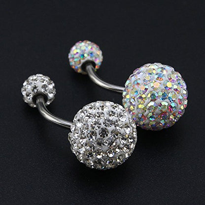 Crystal Ferido Ball Belly Button Ring with Gradual Color Navel Ring for Women/Girl