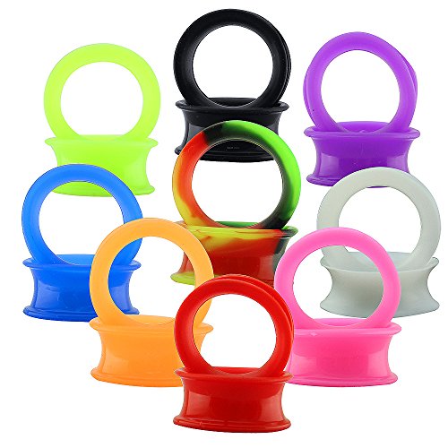 9 Pair Silicone Flexible Thin Ear Plugs Tunnels Double Flared Expander Ear Gauges-Economic Set