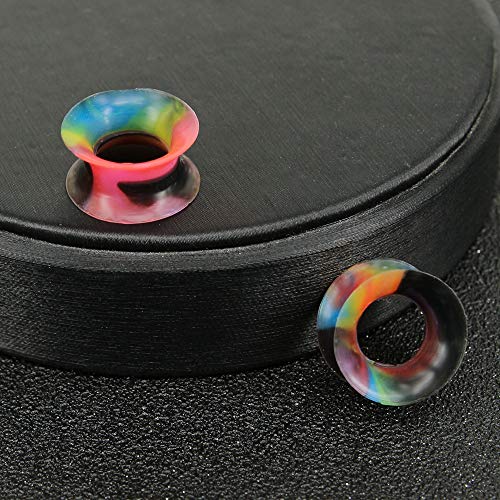 9 Pairs Thin Silicone Flexible Colorful Ear Tunnels Double Flared Expander Ear Gauges-Economic Set