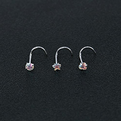 9-12Pcs 20g Stainless Steel Nose Stud Ring Piercing Nose Bone/L Shaped/Nose Screws-Economic Set