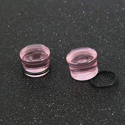 4 Pairs Glass Ear Gauges Mushroom Single Flare Ear Plugs 4G-5/8" -Economic Set