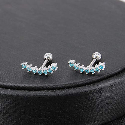 CZ Curve Stud Earrings 316L Stainless Steel Ear Helix Conch Cartilage Piercing