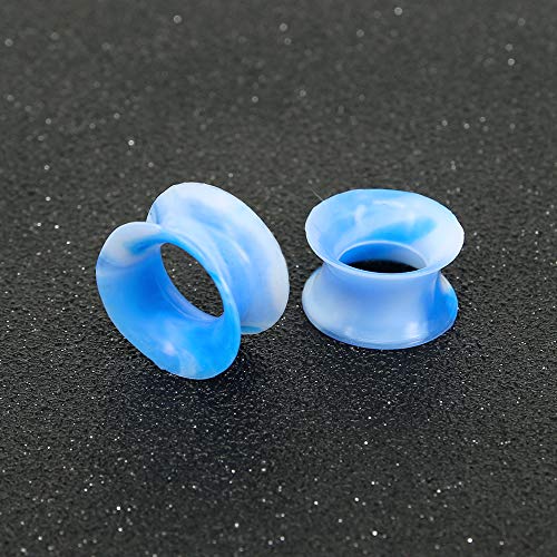 9 Pairs Thin Silicone Flexible Colorful Ear Tunnels Double Flared Expander Ear Gauges-Economic Set