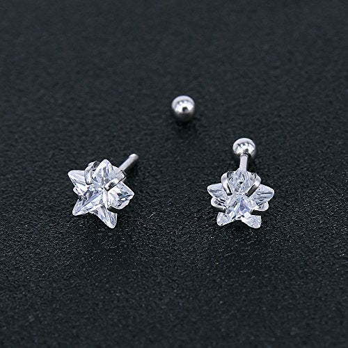 4 Pairs Cubic Zirconia Stud Earrings Tragus Helix Conch Cartilage Piercing Sets -Economic Set