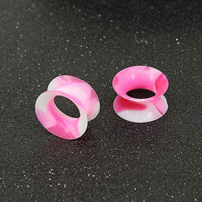 9 Pairs Thin Silicone Flexible Colorful Ear Tunnels Double Flared Expander Ear Gauges-Economic Set